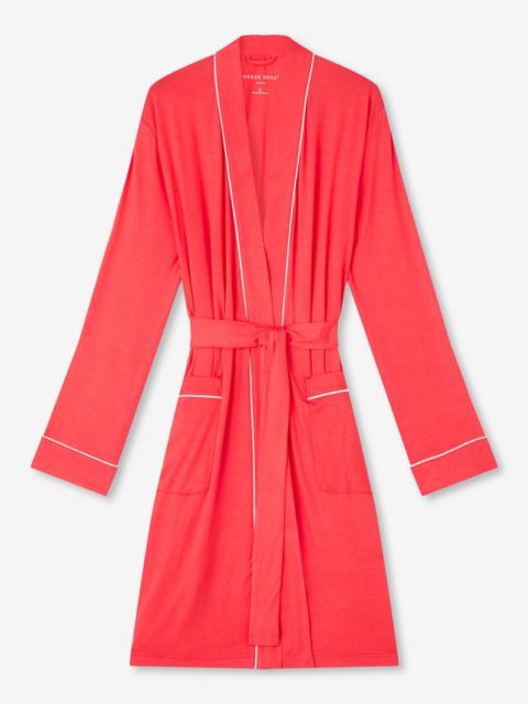 Derek Rose Women's Dressing Gown Lara Micro Modal Stretch Watermelon Pink