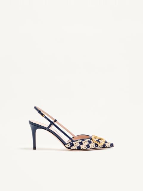 Valentino VLOGO SIGNATURE SLINGBACK PUMPS IN CROCHET FABRIC 80MM
