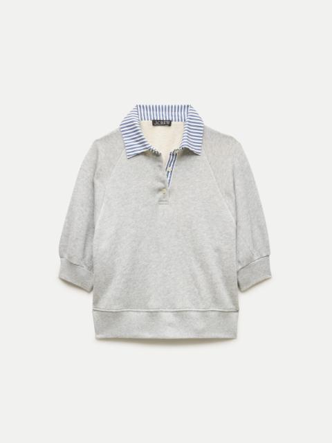 J.CREW Heritage Terry sweatshirt polo with poplin collar