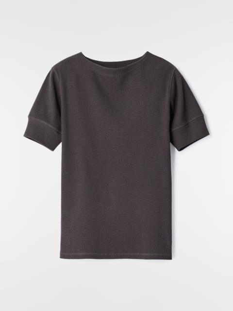Lemaire BOAT-NECK T-SHIRT IN LINEN AND COTTON RIBBED JERSEY