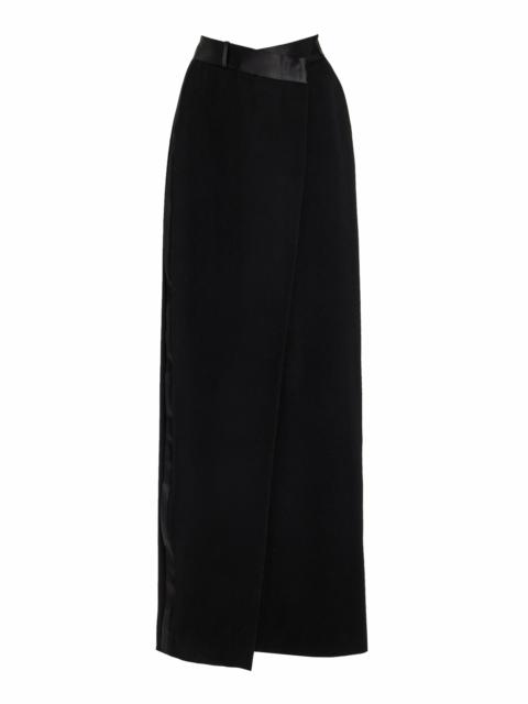 SIMKHAI Clarisse Satin Combo Overlap Maxi Skirt black