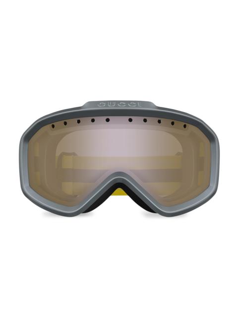 GUCCI Men's Logo Shield Goggles - Yellow Grey