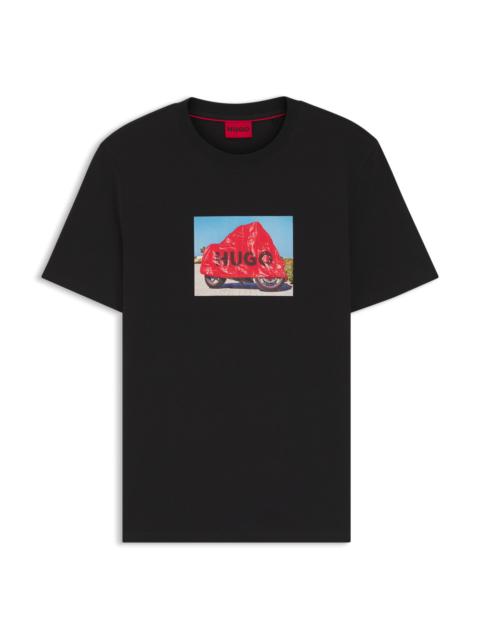 HUGO COTTON-JERSEY T-SHIRT WITH BIKER-INSPIRED ARTWORK