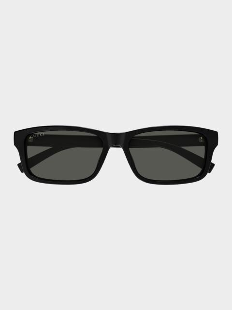 GUCCI Men's Gucci Lines 57mm Rectangular Acetate Sunglasses