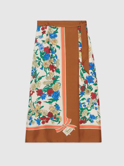 GUCCI Gucci floral print silk wrap skirt | REVERSIBLE