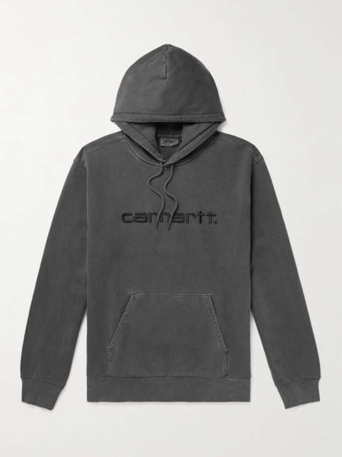 Carhartt Logo-Embroidered Garment-Dyed Cotton-Jersey Hoodie