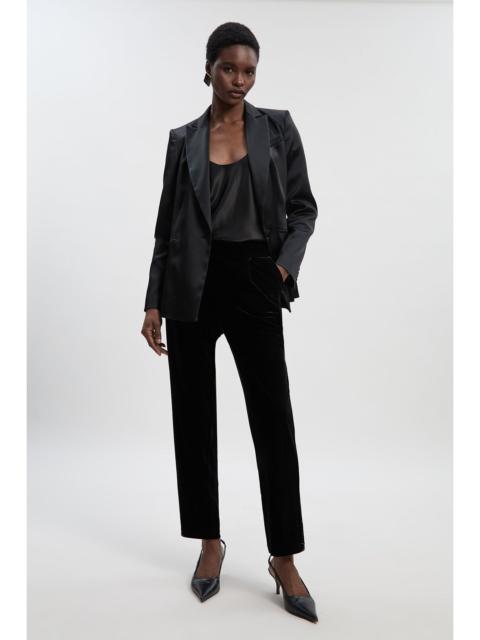 KAREN MILLEN Petite Tailored Velvet High Waist Slim Leg Trouser