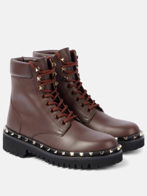 Rockstud leather combat boots