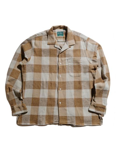 Gitman Vintage Tan Brushed Waffle Check Camp Shirt