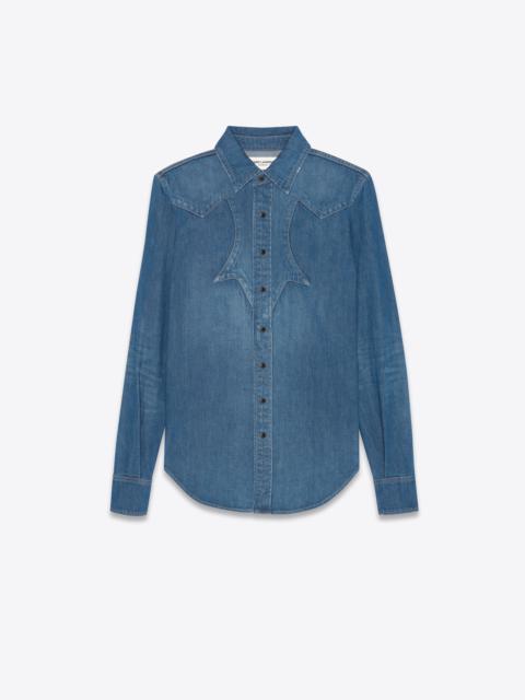 SAINT LAURENT western shirt in francoise blue denim