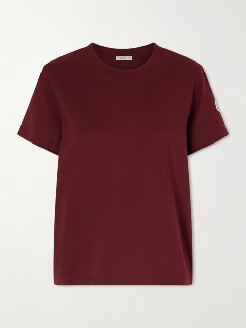 Moncler Logo-appliquéd cotton-jersey T-shirt Burgundy