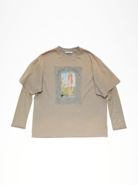 Acne Studios Layered print t-shirt - Mud Brown