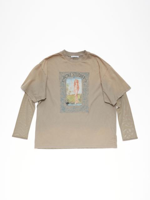 Layered print t-shirt - Mud Brown