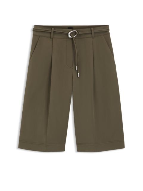 BOSS RELAXED-FIT SHORTS WITH BUCKLED BELT