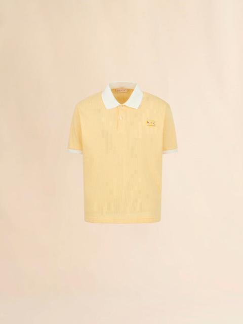 Marni YELLOW INTERLOCK POLO SHIRT WITH JACQUARD MOTIF