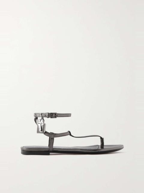 Padlock metallic leather sandals