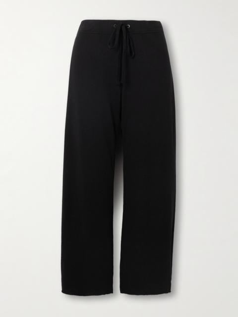 JAMES PERSE Cropped Brushed Cotton-terry Track Pants