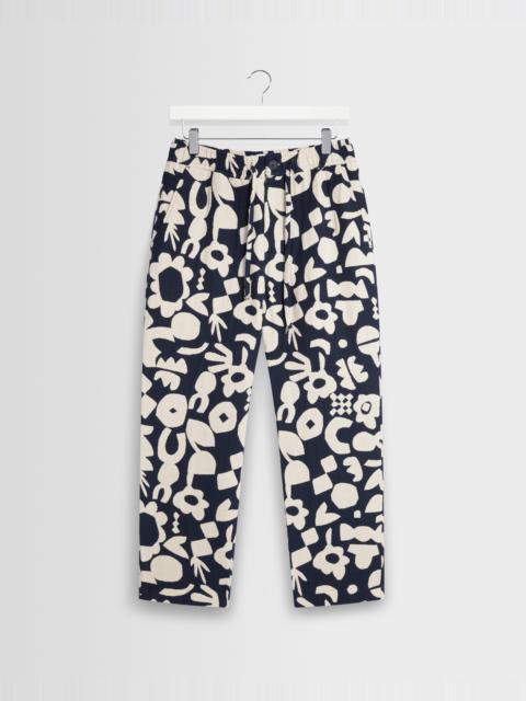 Wax London Kurt - Navy And Ecru Spin Jacquard Trousers