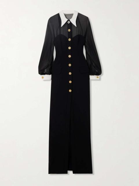 VERSACE Silk-chiffon and cady shirt dress