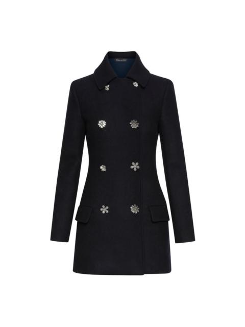 Oscar de la Renta FLORAL BUTTON DOUBLE-BREASTED CAR COAT