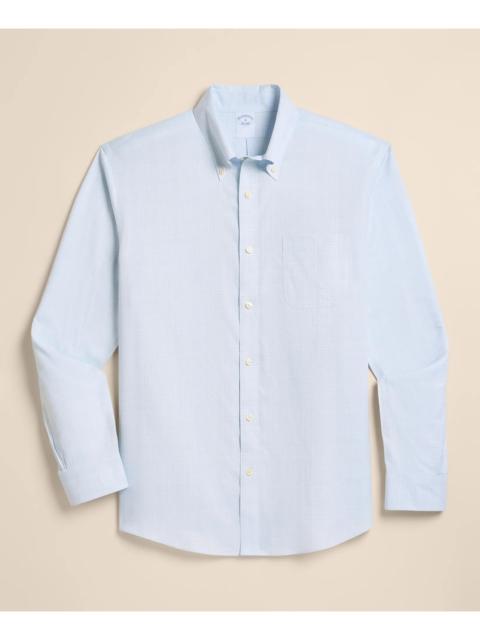 Brooks Brothers Stretch Supima® Cotton Non-Iron Twill Polo Button Down Collar, Glen Plaid Sport Shirt