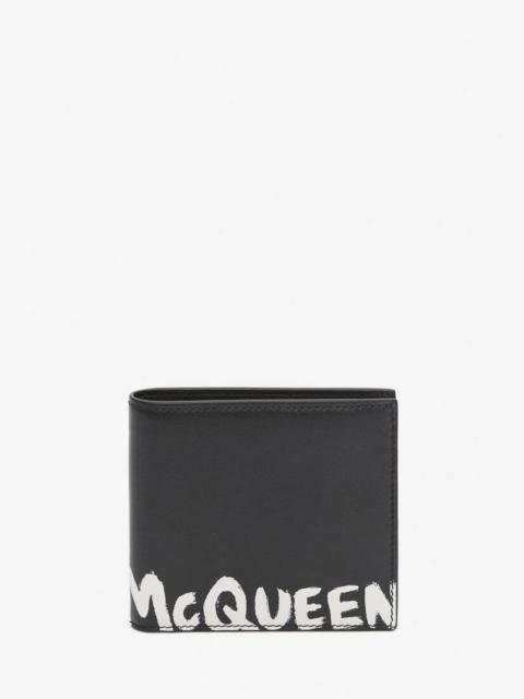 Men's McQueen Graffiti Billfold Wallet in Black/white