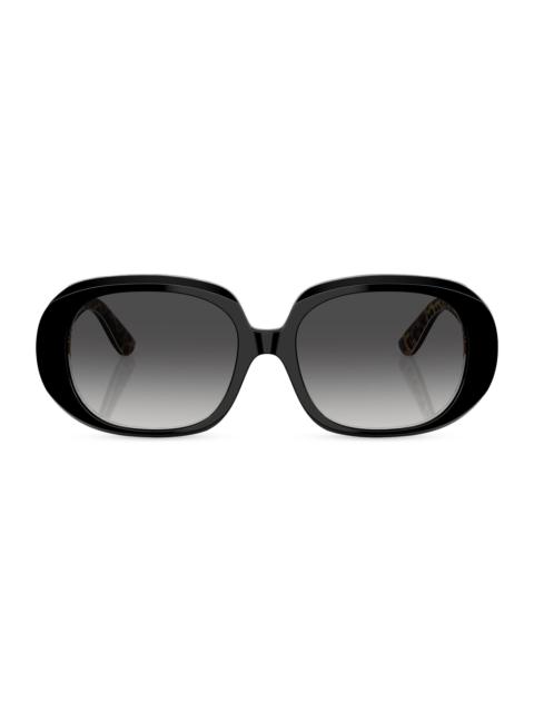 Dolce & Gabbana Women's 56MM Oval Sunglasses - Gradient Grey Black Leopard