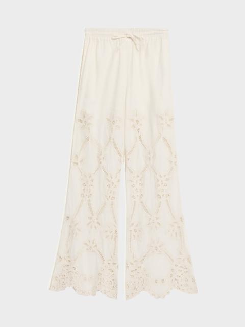 VERONICA BEARD Daisy Wide-Leg Eyelet Pants