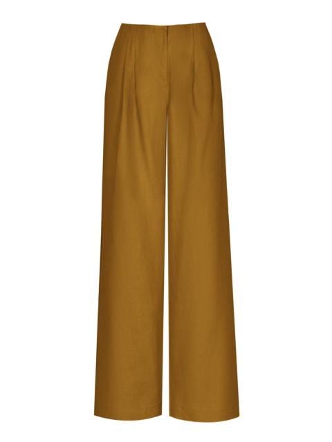 Mucho Mucho Linen Wide-Leg Pants lime green