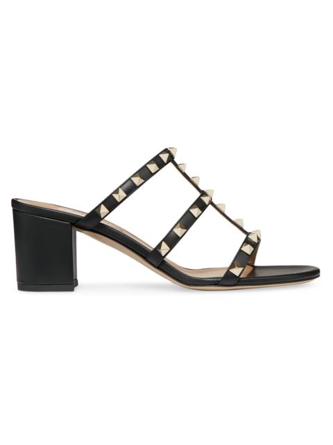 Valentino Women's Rockstud Calfskin Leather Slide Sandals 60MM - Black