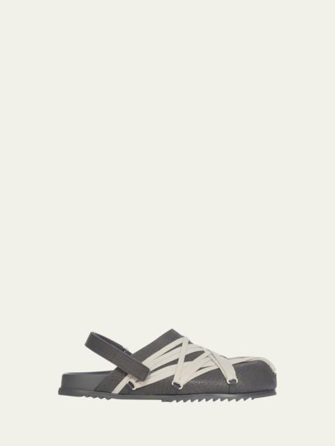 Rick Owens Men's Megalace Cracked Leather Mules