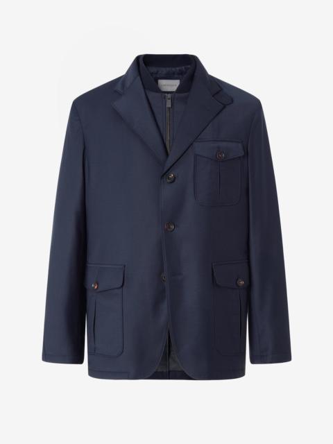 CORNELIANI Navy blue stretch technical wool outdoor jacket