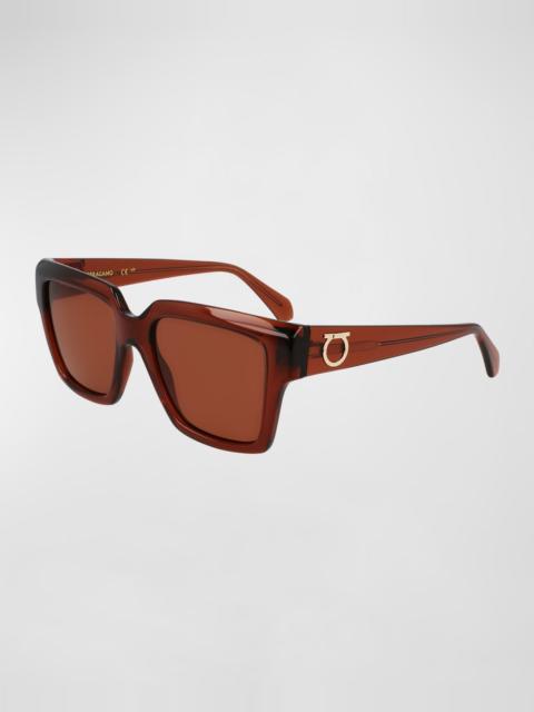 FERRAGAMO Gancini Acetate Square Sunglasses