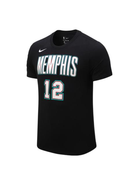 Nike Nike NBA Memphis Gray Memphis Grizzlies Morant No. 12 Casual Breathable Sports Short Sleeve Black CT
