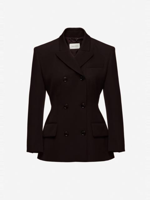 MAGDA BUTRYM Double-breasted wool tailored blazer in dark brown
