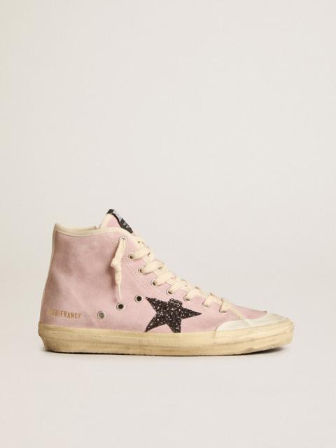 Francy Penstar in pink suede with gray glitter star