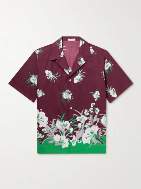 Camp-Collar Floral-Print Cotton-Poplin Shirt