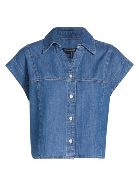 VERONICA BEARD Women's Nestor Cap-Sleeve Chambray Top - Pool Party