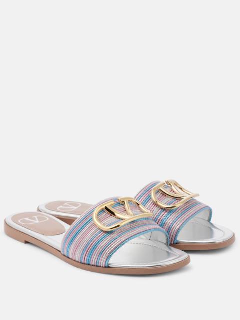 Valentino VLogo metallic leather slides