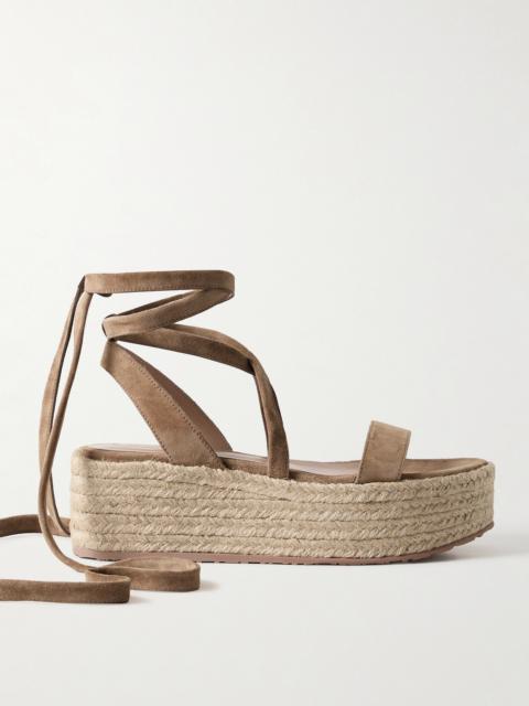 Gianvito Rossi 40 suede와 raffia 플랫폼 espadrilles