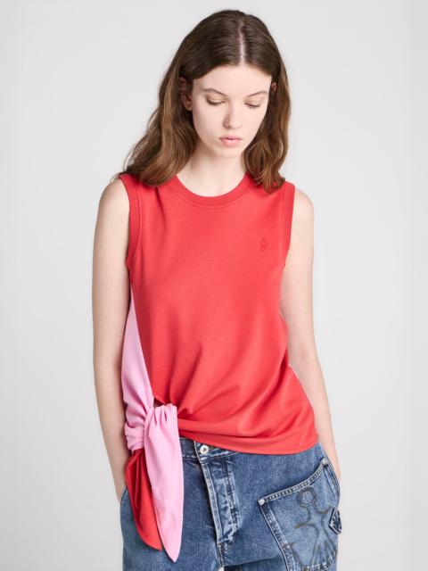 JW Anderson WOMENS HEM KNOT TANK TOP IN RED & BUBBLEGUM
