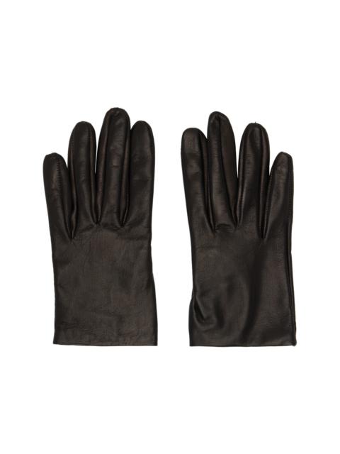 MUGLER Black Short Leather Gloves