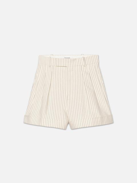 FRAME Pleated Wide Cuff Short in Cream Multi