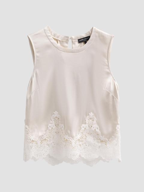 GENERATION LOVE Women's Tegan Lace Trim Liquid Satin Top - Off White White