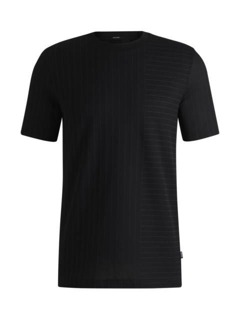 BOSS MERCERIZED-COTTON T-SHIRT WITH MIXED STRIPES
