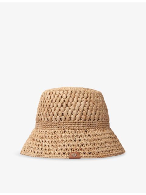 maje Logo-Badge Raffia Bucket Hat