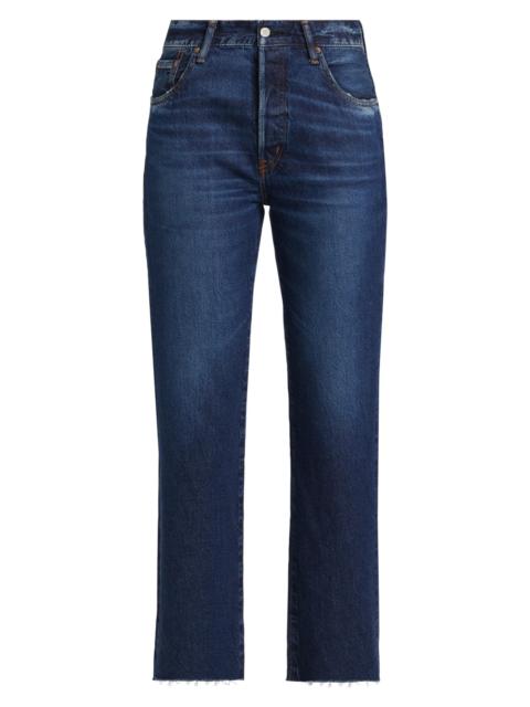 MOUSSY VINTAGE Women's Medley Straight-Fit Raw Hem Jeans - Dark Blue