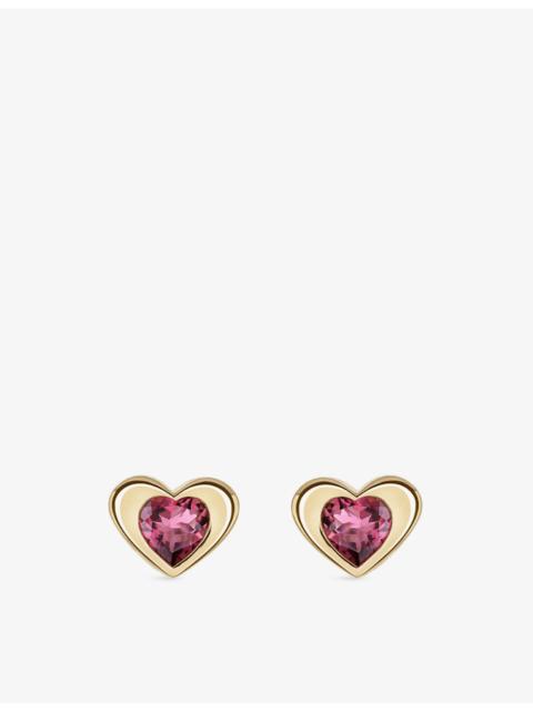 ROXANNE FIRST Heart 14ct Yellow Gold And 1.60ct Tourmaline Stud Earrings