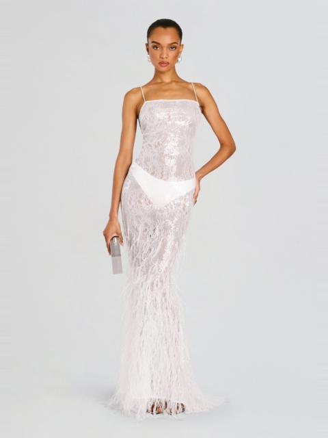 ODESSA SEQUIN FEATHER DRESS
