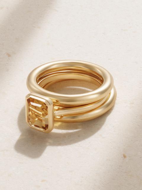 By Pariah Lumen Stack set of three 14-karat recycled gold quartz rings Gold